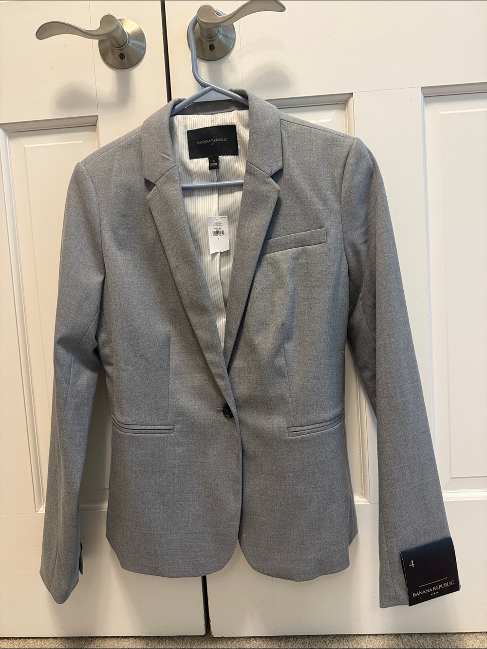 Banana Republic Factory Light Gray Women's Single-Button Blazer
